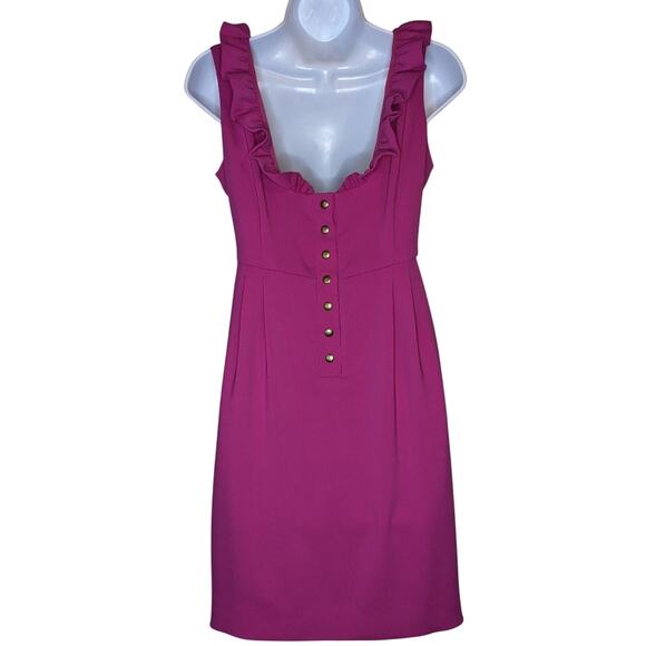 Camilyn Beth Fuchsia Ruffle Neckline Scoop Back Empire Waist The Go Go Dress 2 - Picture 14 of 14